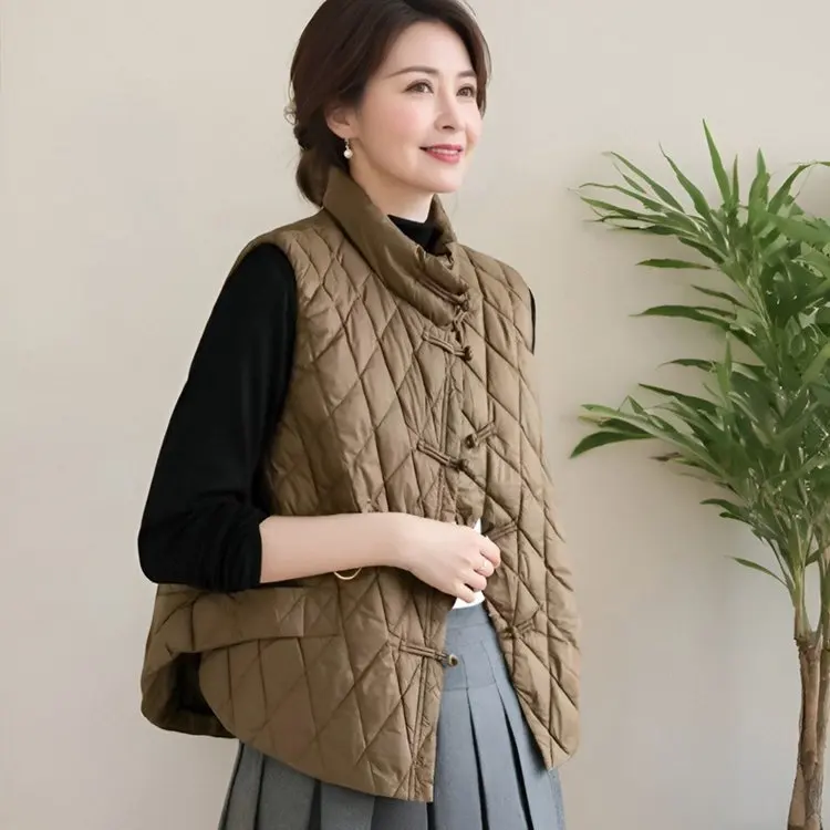 

Пуховик женский жилет 2025 осень зима ретро мода новый без рукавов женский теплый пуховый жилет удобная женская куртка