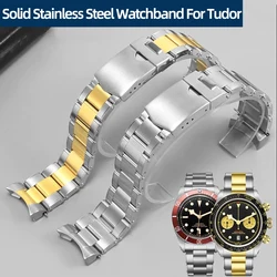 22mm Solid Stainless Steel Watchband For Tudor Black Bay 79230 79730 Heritage Chrono Watch Strap Wrist Bracelet On No Rivet