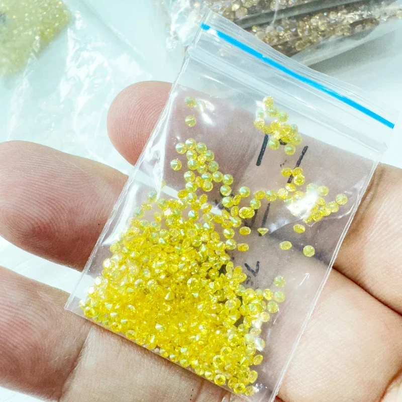 Moissanite Stone Lemon Yellow Color Round Shape Small Size VVS1 Pass Diamond Tester Jewelry Making Charms Gem DIY Accessories