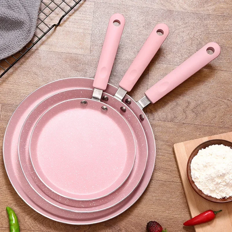 Sartén antiadherente para cocina con fondo de inducción, sartenes para tortilla rosa, panqueque, huevo, carne, desayuno, utensilios de cocina SupA3L2C1