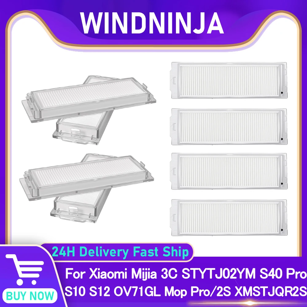 Filtro HEPA lavável para Xiaomi Mijia 3C S40 Pro S10 S12 OV71GL Mop Pro 2S STYTJ02YM XMSTJQR2S Aspirador para Viomi V2 PRO V3 SE