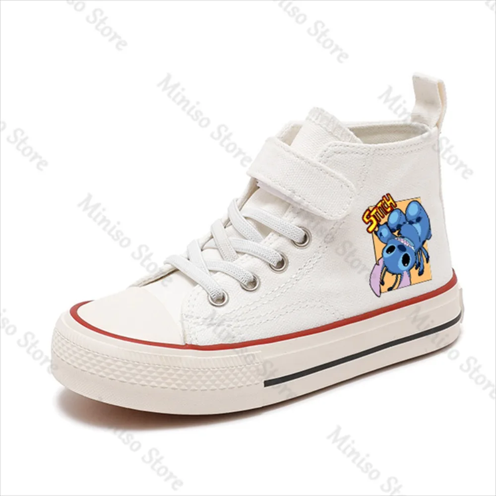 Sport Girl High-top Lilo Stitch Cartoon Girl Kid Canvas comfortable Disney Casual comfort Shoes Children Print Boy Tennis Shoes