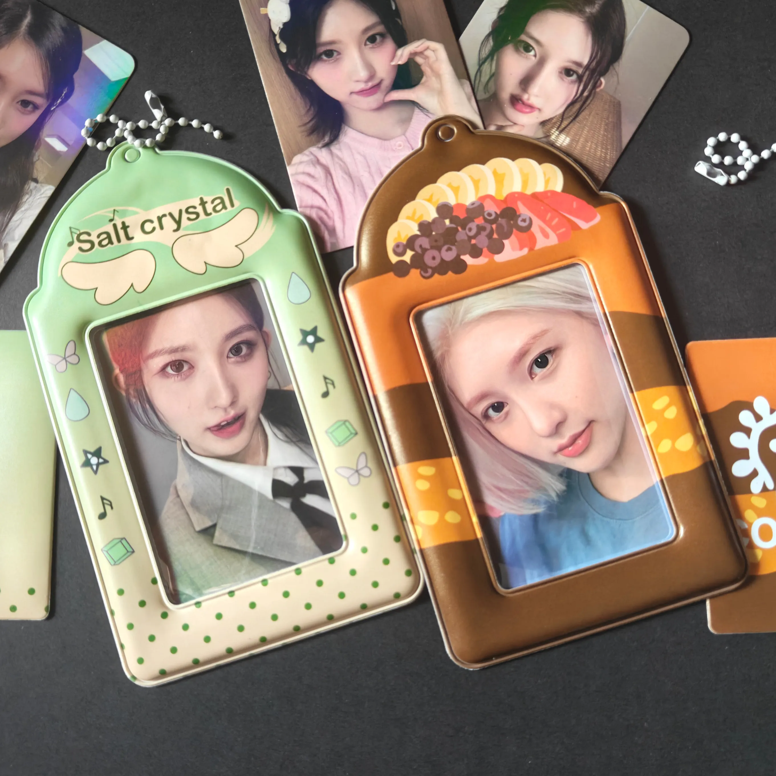 2pcs Cute Cartoon Gradient Green Angel Wings PVC Card Holder Girl Kpop Photocard Photo Storage Display Case
