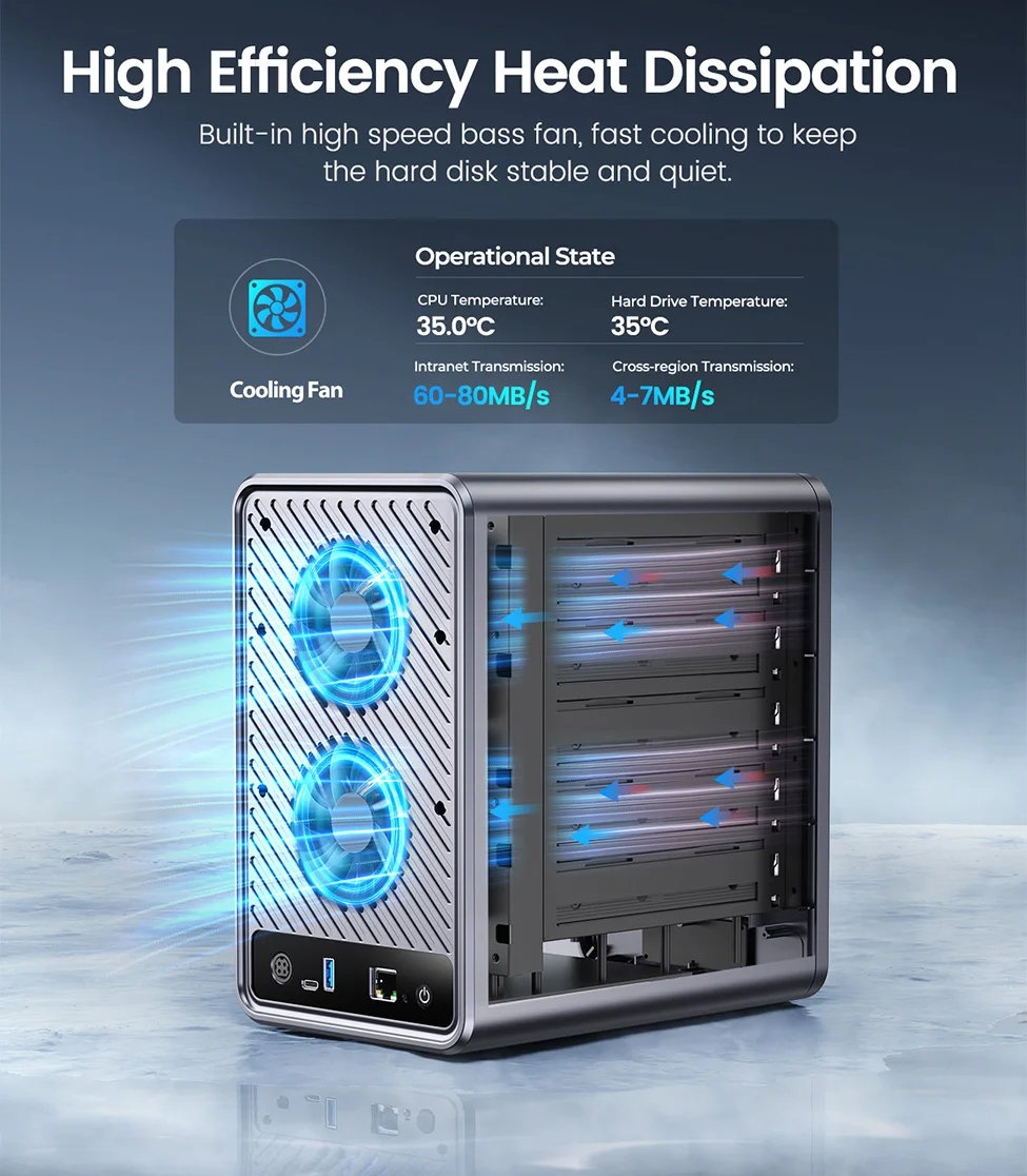 ORICO 2/5 Bay NAS Server Attached Storage Home Cloud Network System RAID 2.5/3.5"SATA Hard Disk Enclosure SSD HDD External Case