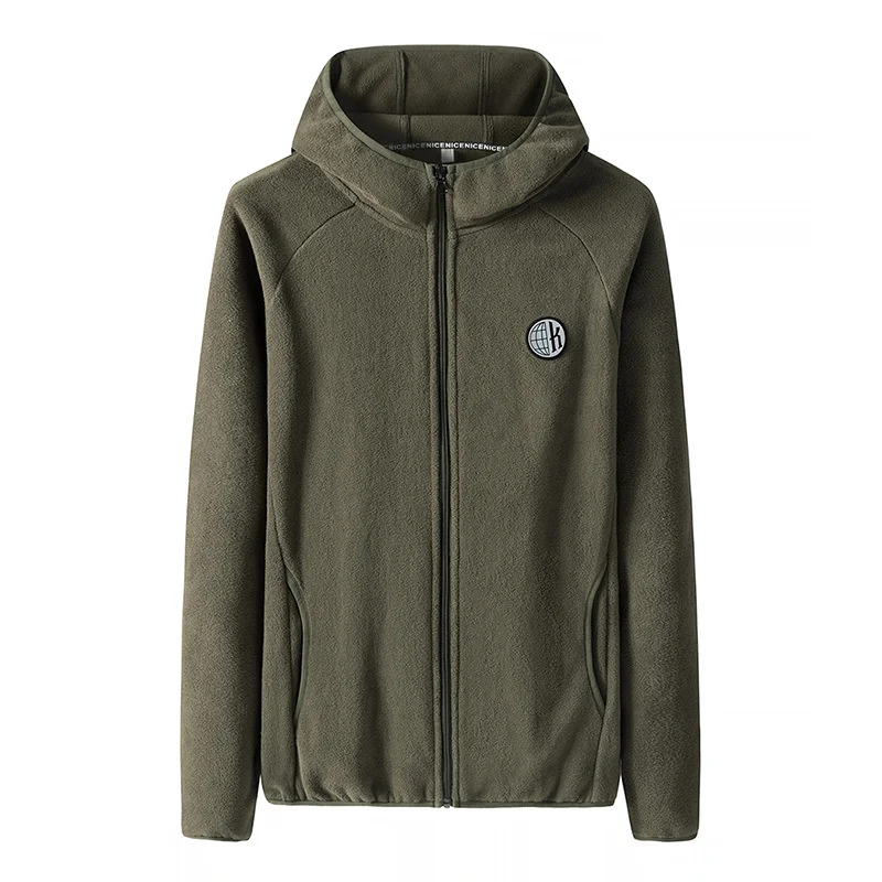 Men's Fleece Hoodies Jacket Outdoor Sports Hooded Sweatshirts Softshell Coat Warm Top for Male