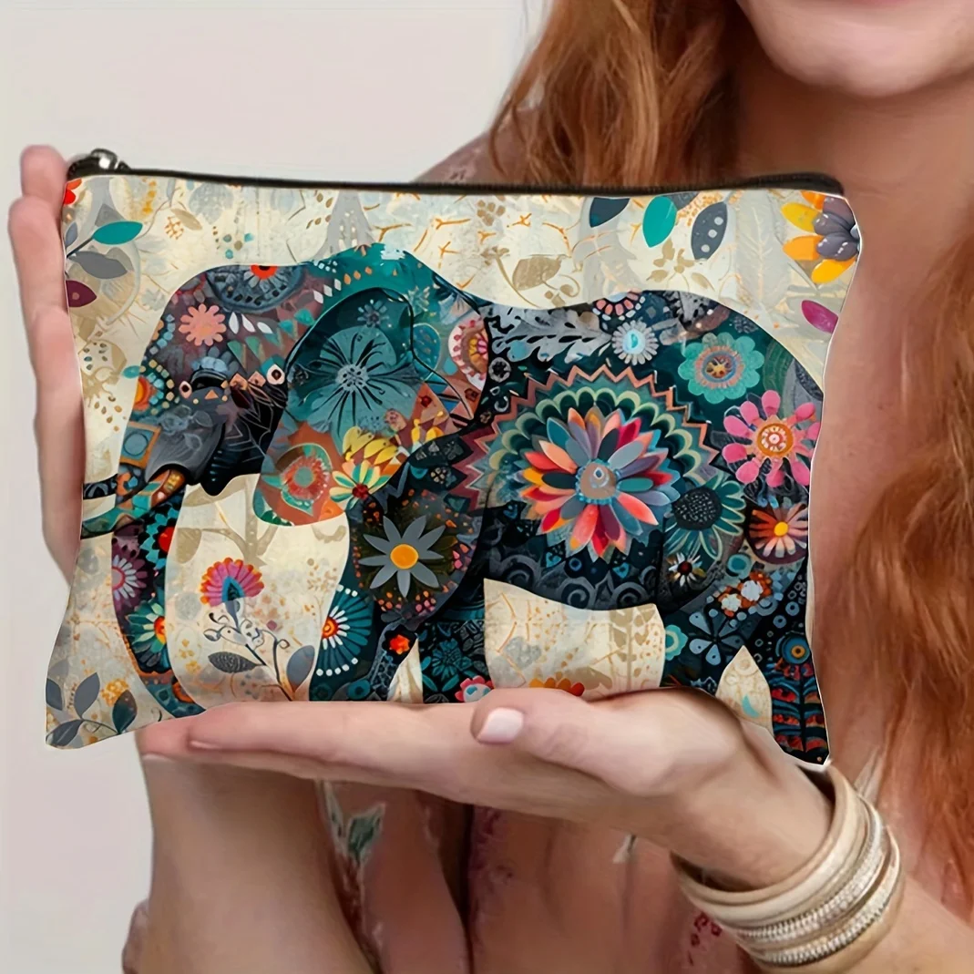 

Яркая косметичка с принтом слона — легкая сумка на молнии для путешествий, туалетных принадлежностей и косметического органайзера