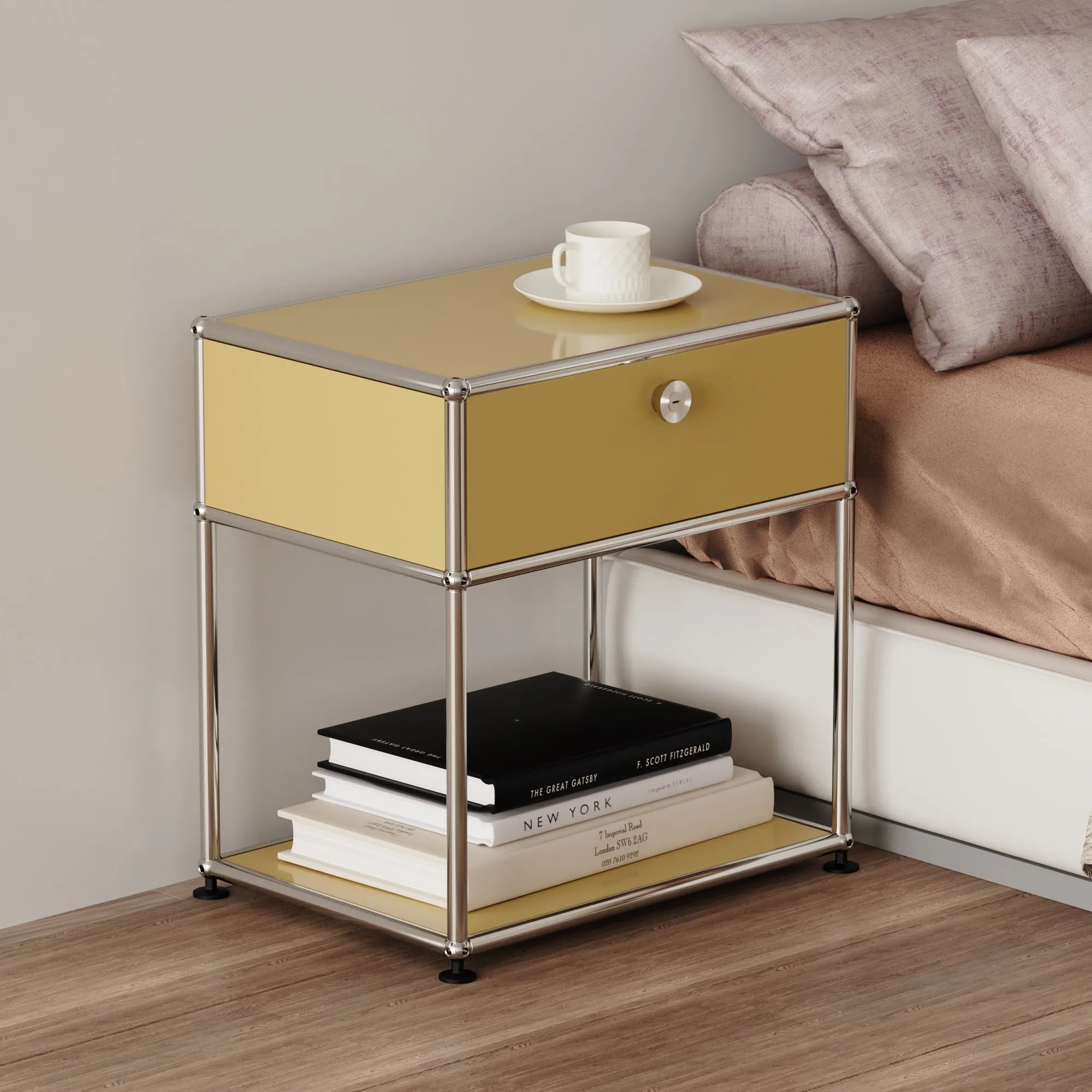 Hot-Selling Modular Metal Bedside Table - Customizable Designer Furniture for Bedrooms and Living Rooms  in Minimalist Style