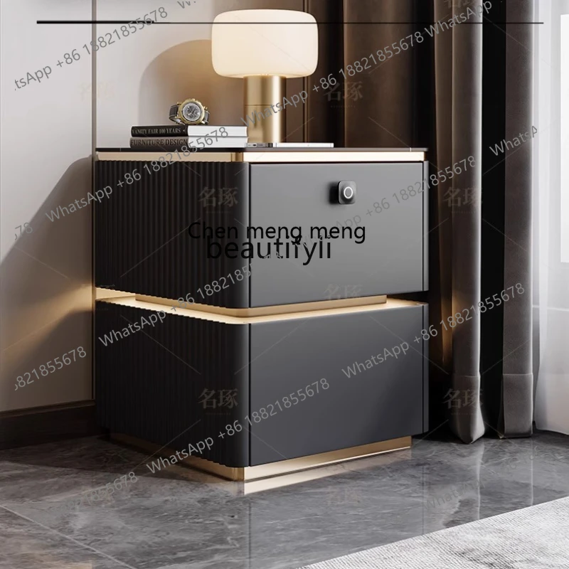 

Smart bedside table light luxury high sense master bedroom simple modern bedside storage locker with lock