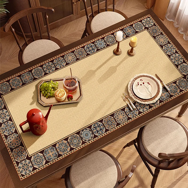 Luxury Waterproof Oilproof Dining Table Mat Non-Slip Heat Resistant Leather Coffee Cover Elegant Anti-Stain Desk Protector