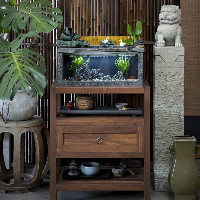 

Hot Sales Ingenuity Square Chinese Landscape Desktop Flowing Water Ornament Circulating Water Living Room Fish Tank