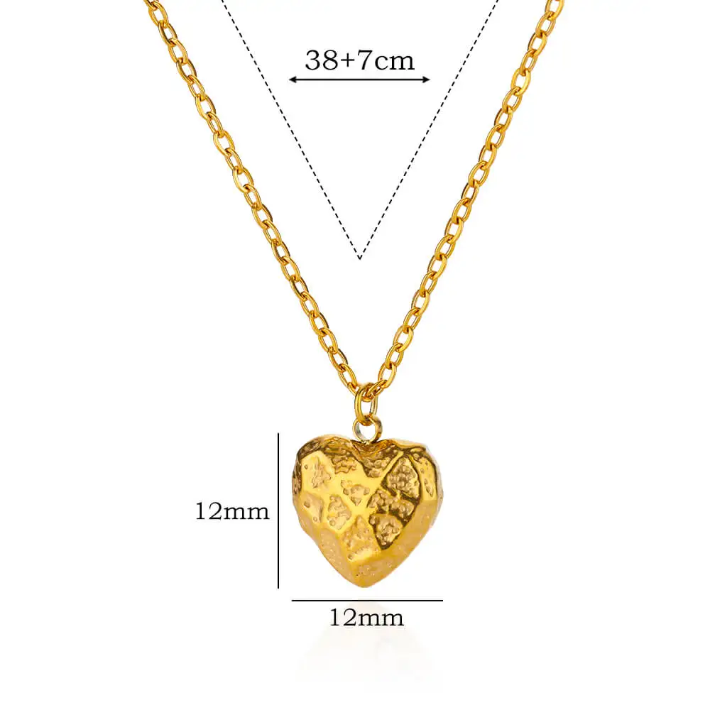قلادات من الفولاذ المقاوم للصدأ للنساء ، قلادات قلب مجعدة ، جمالية بلون ذهبي ، إكسسوارات مجوهرات مقاومة للماء ، هدية لها