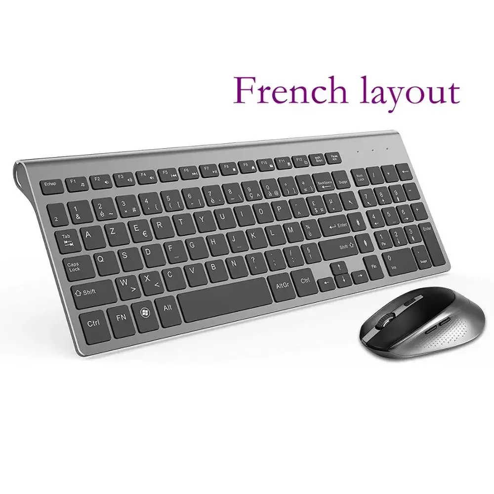 

Azerty French layout Wireless Keyboard and Mouse Combo Silent Mice for PC Laptop Computer Windows.