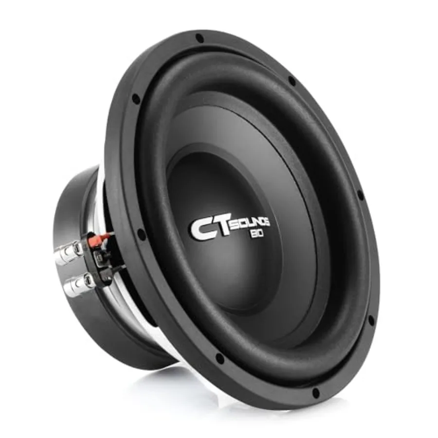 

Car audio subwoofer application, polypropylene cone material, black color, high-power 800-watt handling with dual 4-ohm voice c