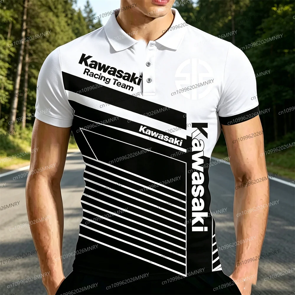 

Motorcycle Kawasaki POLO shirt Summer men's Mens Polo Shirt 3D Print Women Short-sleeved Breathable Motorcycle T-shirt Top