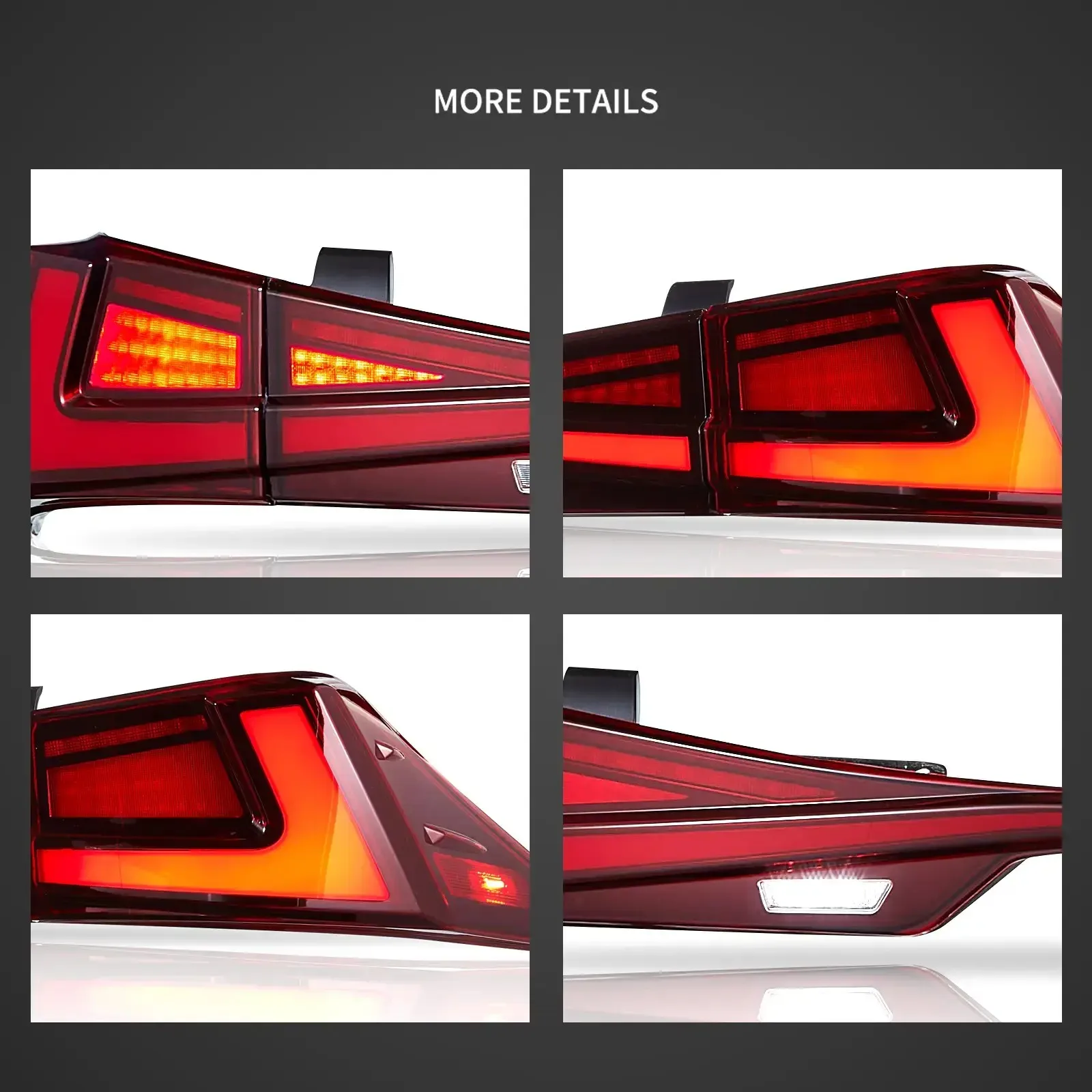 Vland LED Tail Lights for IS 250 / 200t / 300h F Sport 2014-2020, Unique Design Rear Lamps, Sequential Turn Signal, Plug-a