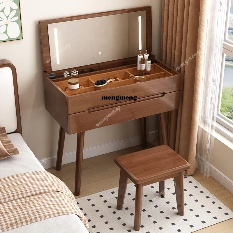 

Luxury Wooden Dresser Makeup Cabinet Bedroom Mirrors Vanity Desk Dresser Drawer Nordic Princess Penteadeira Unique Furniture