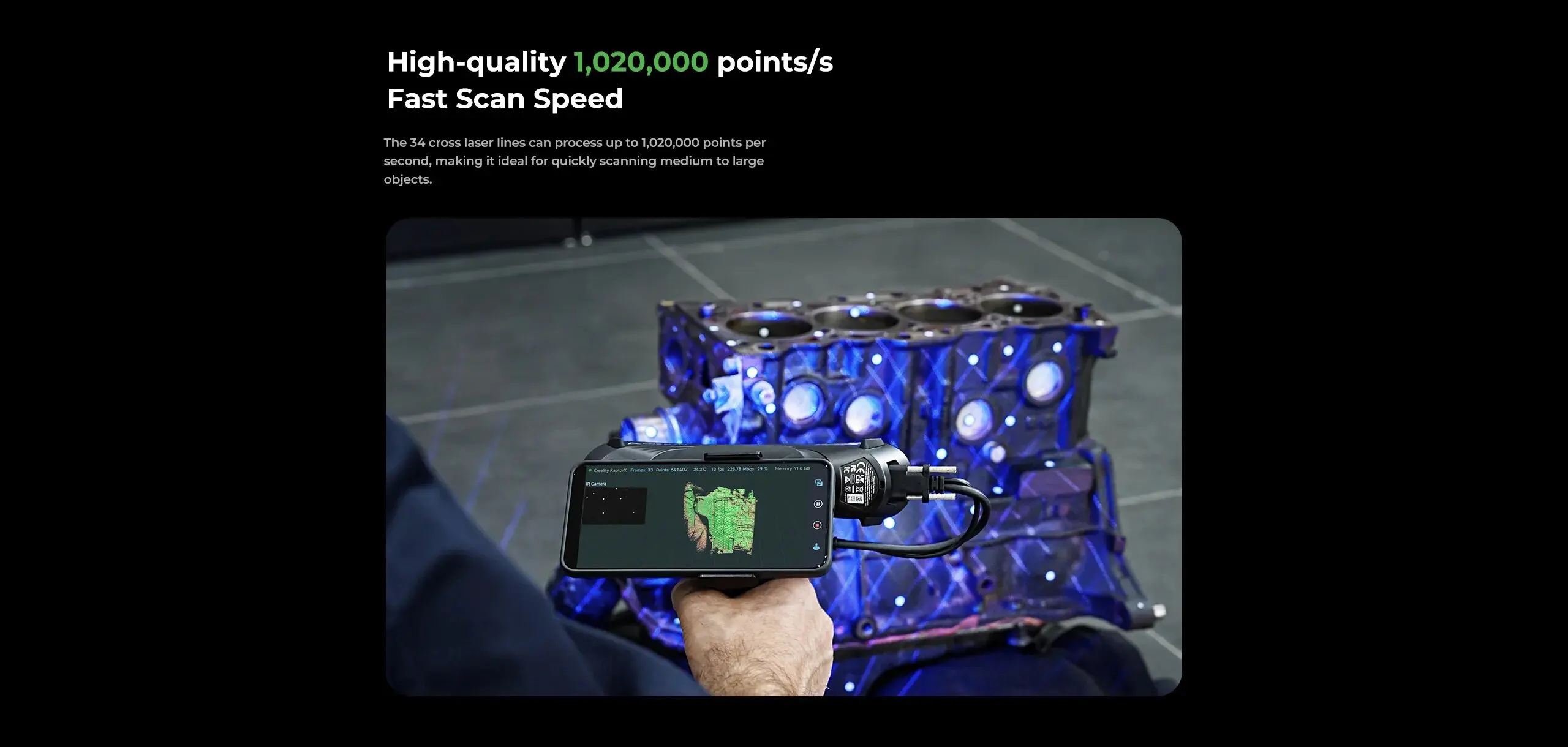 Creality Scanner Raptor X&Creality Handle Scanning Bridge 3D Scan Triple-in-one 34+7 Blue Laser NIR Light 0.02 Mm Accuracy 60fps