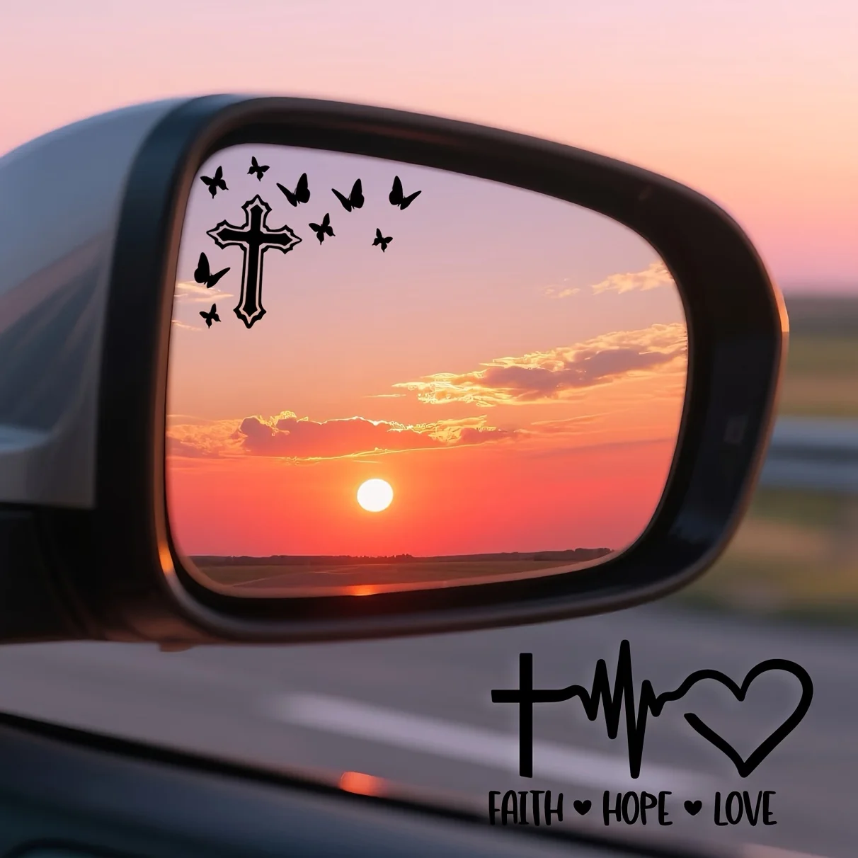 Faith Hope Love Christian Vinyl Stickers, Cross Last Supper Butterfly Bible Verse Decals Waterproof For Car Mirror Window - view 5