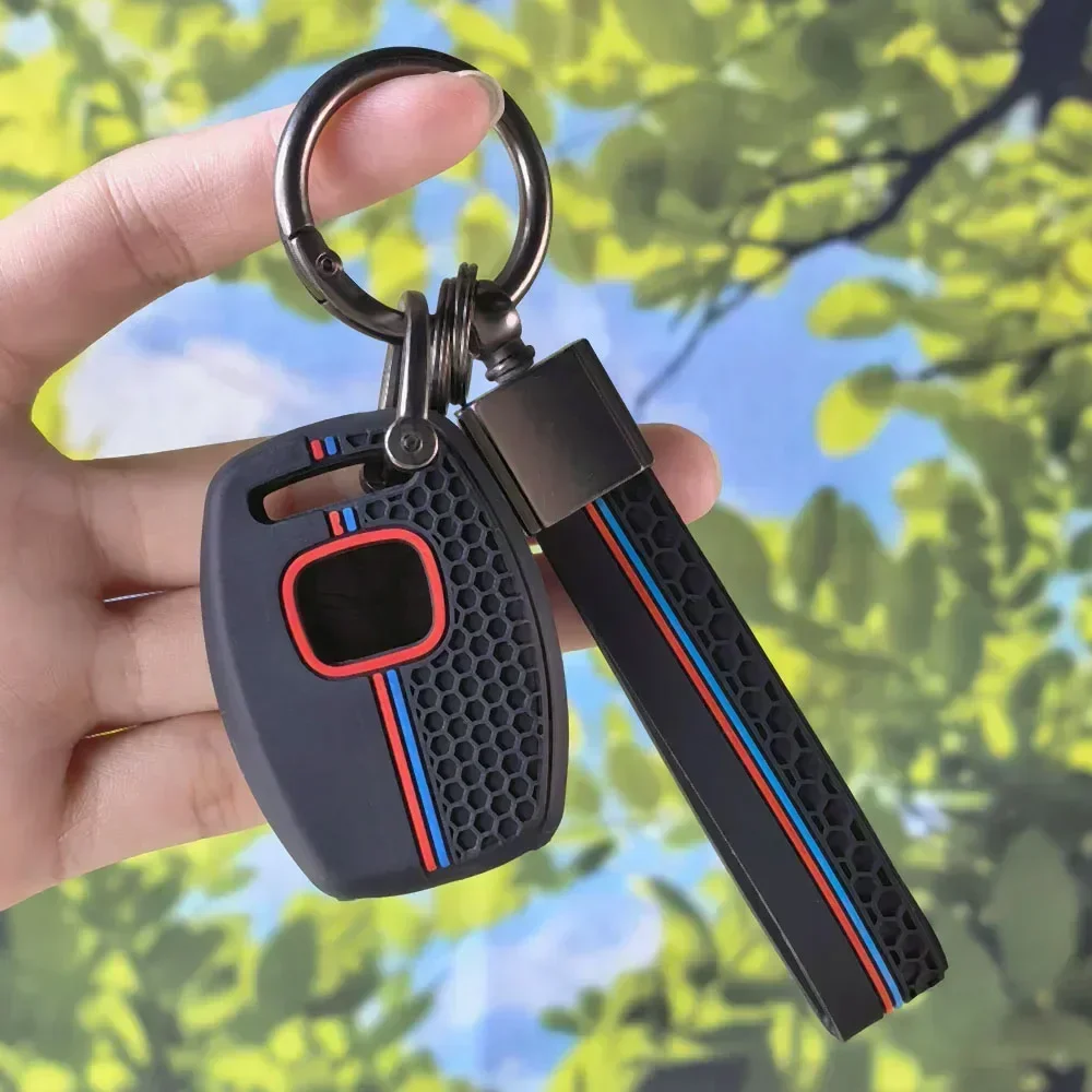 Anti‑Slip Soft Silicone Car Key Case with Keychain for Honda Accord 7 Jazz FRV Civic CR‑V 2008 Crz Insight SRV Protective Shell