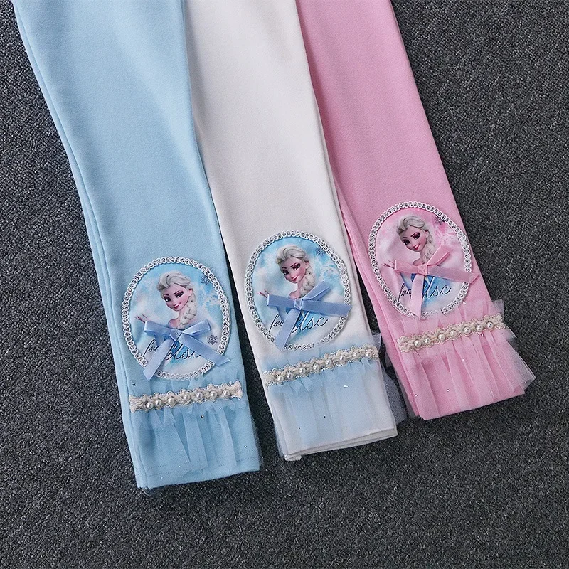 

Baby Girls Pants Cartoon Frozen Anna Elsa Mickey Print Cotton Leggings Spring Autumn Children's Skinny Pant Kid Long Trousers