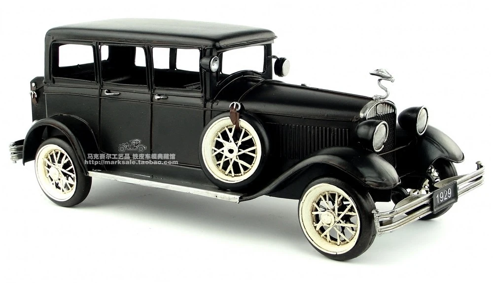Retro Handmade Iron Car Model 1929 Rolls-Royce Phantom I Car Figurine Home Creative Decoration Tabletop Ornament Gift