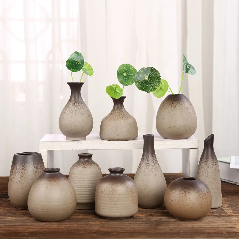 

China Pottery Mini Porcelain Flower Vases Traditional Chinese Retro Style Ceramic Hydroponic Plant Vase Living Room Home Decro