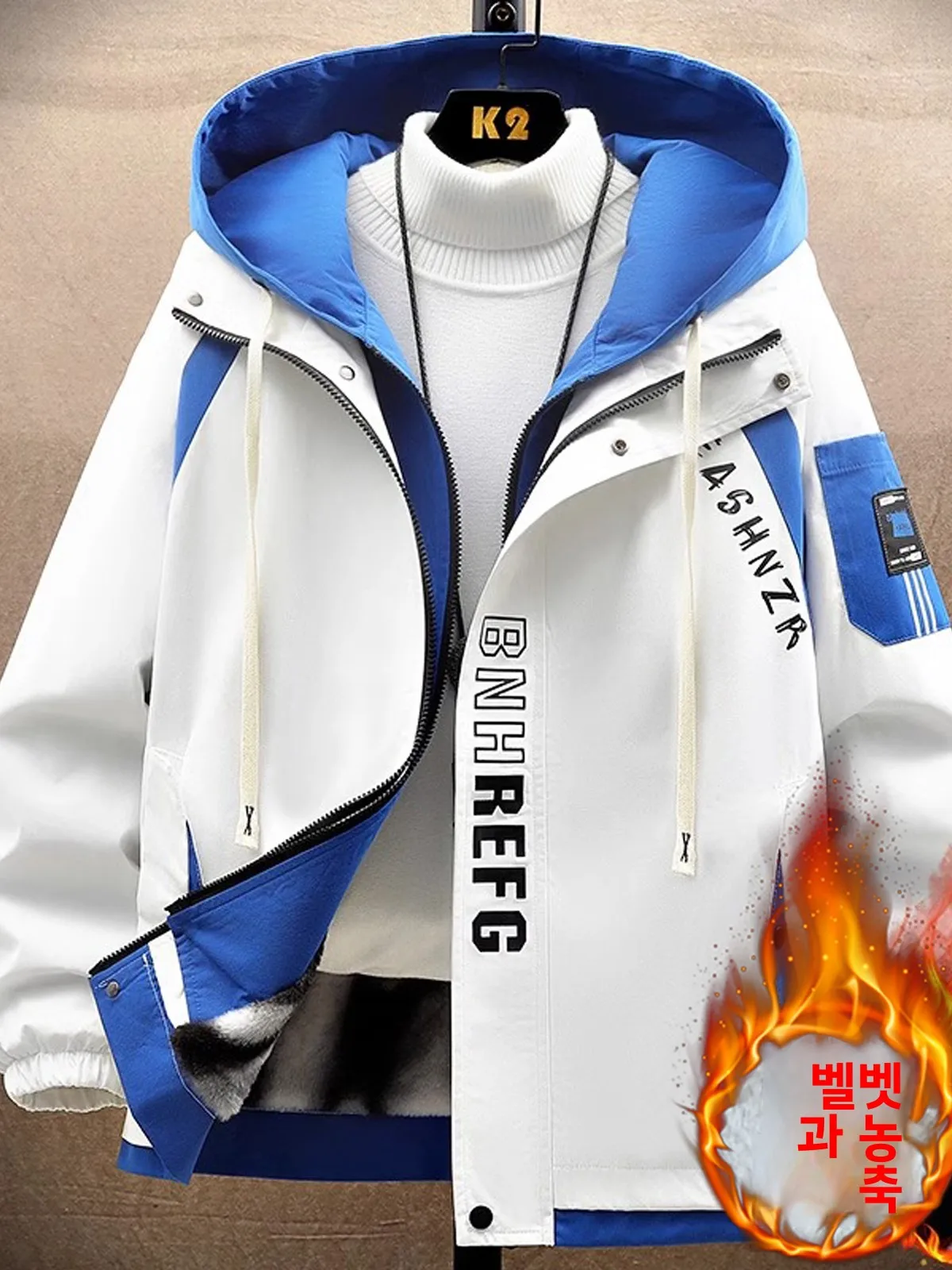 

Thiened Fce Men's Spring Autumn Jaet Two-Piece Sle Youth Faion Workwear Jaet for Junior High School Students
