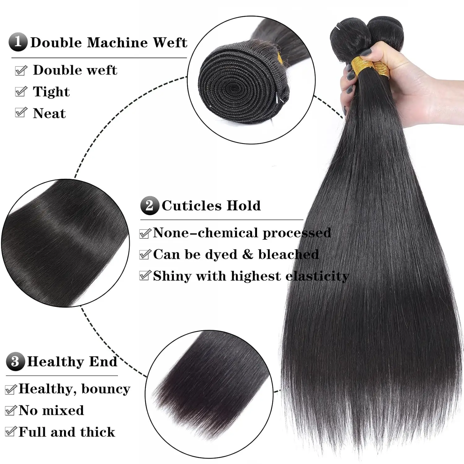 10A Straight Human Hair Bundles Brazilian Human Hair Bundles 18 20 22 24 Inch 100% Unprocessed Virgin Bundles Human Hair