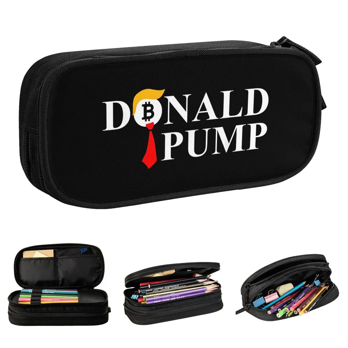 Donald Pump Bitcoin  Trump Pencil Case Pencil Box Pen for Girl Boy Big Capacity Pencil Bags Students School Gifts Stationery