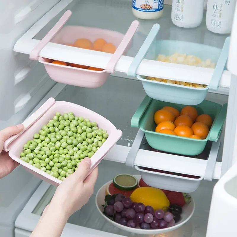 

New Refrigerator Storage Basket Drawer Storage Box Freezer Sorting Finishing Rack Kitchen Food Egg Fruit Holder Drain Basket