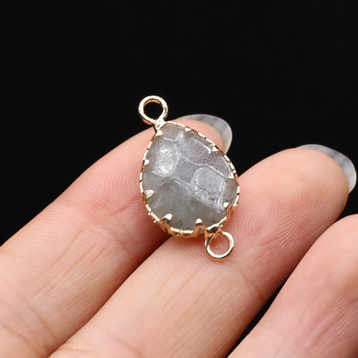 Natural Flash Labradorites Pendant Charm Natural Crystal Quartzs Pendant Connector For Pendulum Jewelry Earrings Necklace Making