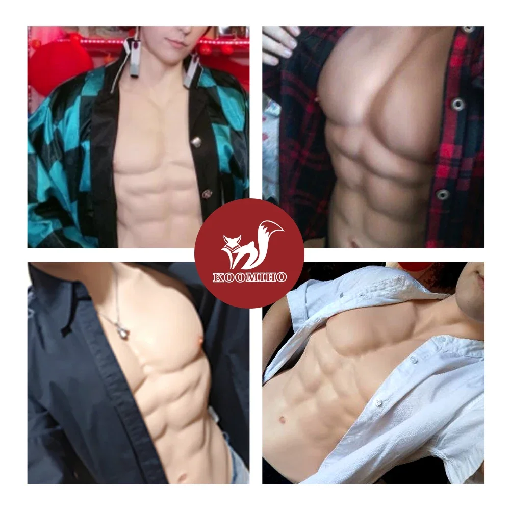 KOOMIHO Macho Cosplay Realistic Silicone Muscle Male Suit Fake Belly  Artificial Simulation Sturdy Chest Men Crossdresser