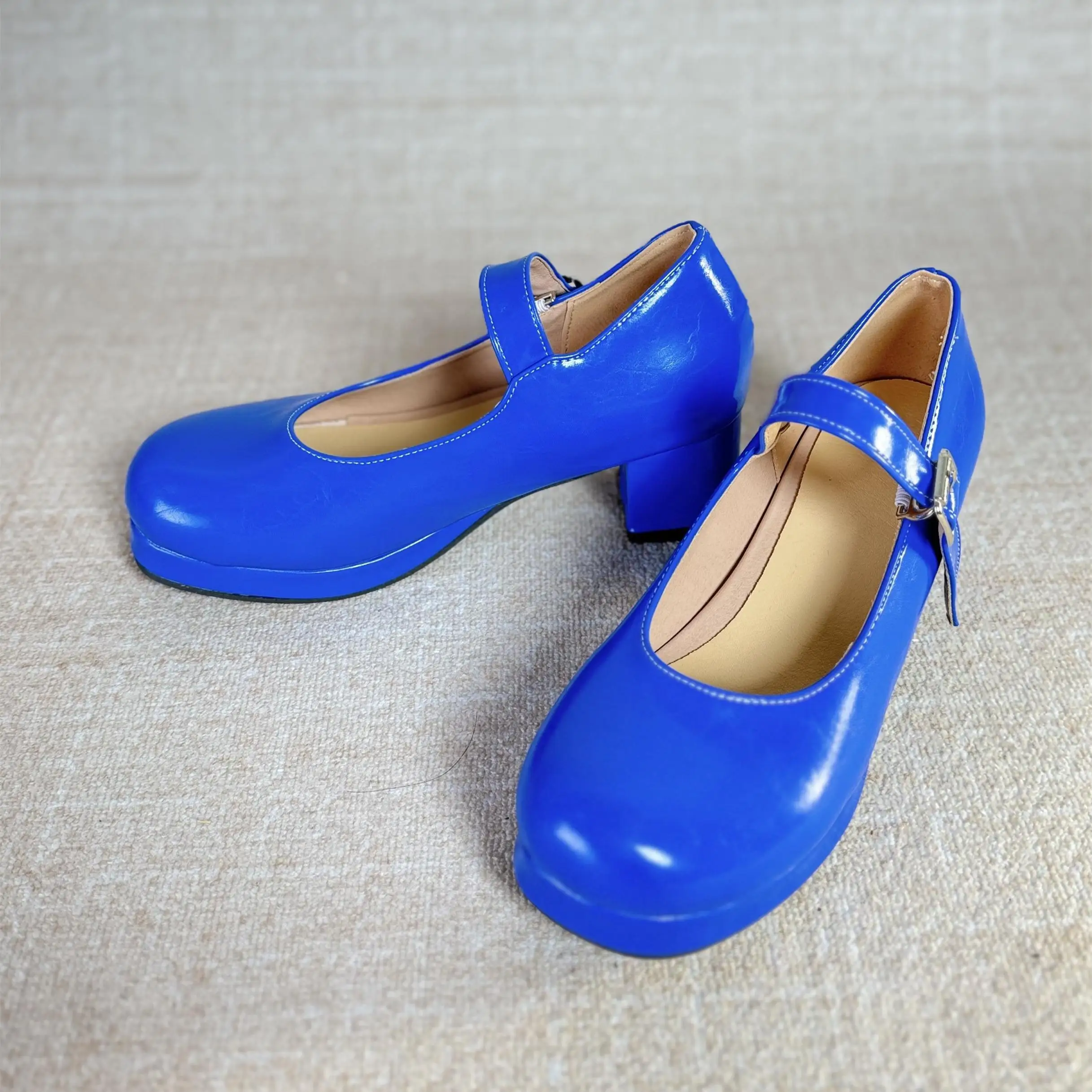 MiSide Shoes game Mita cosplay AIHASTO Мита Electronic wife Same blue patent leather cos Woman shoes Lolita Shoes Women'S Boots