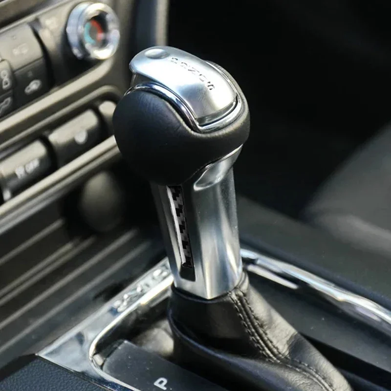 For 2015-2023 Ford Mustang Modified Carbon Fiber Interior Gear Handle Decorative Patches on Both Sides of The Gear Lever