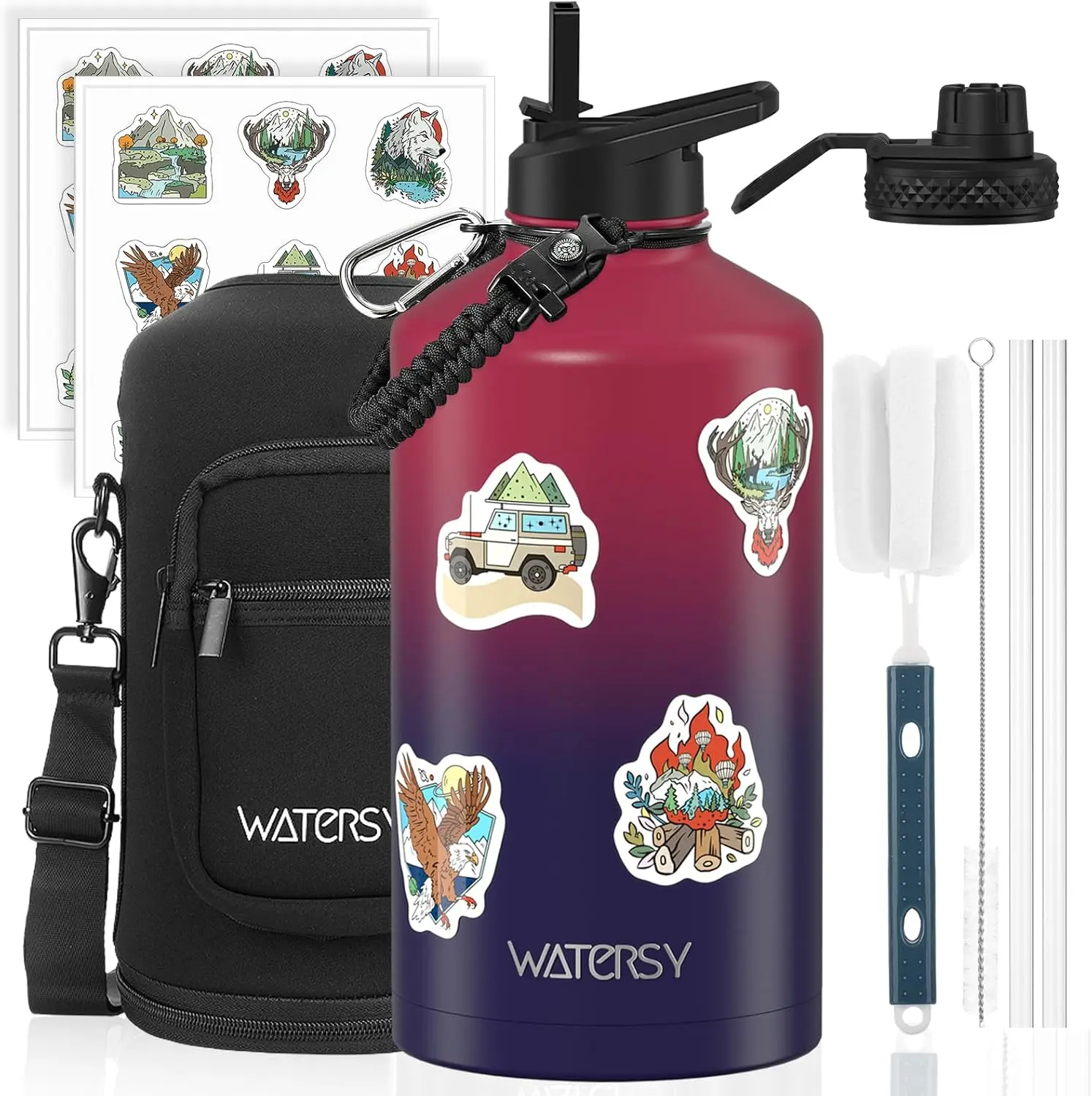 

Изолированная бутылка для воды объемом 1 галлон, без BPA, герметичная, из нержавеющей стали, 128 унций, с крышкой и трубочкой для спортзала, походов, кемпинга