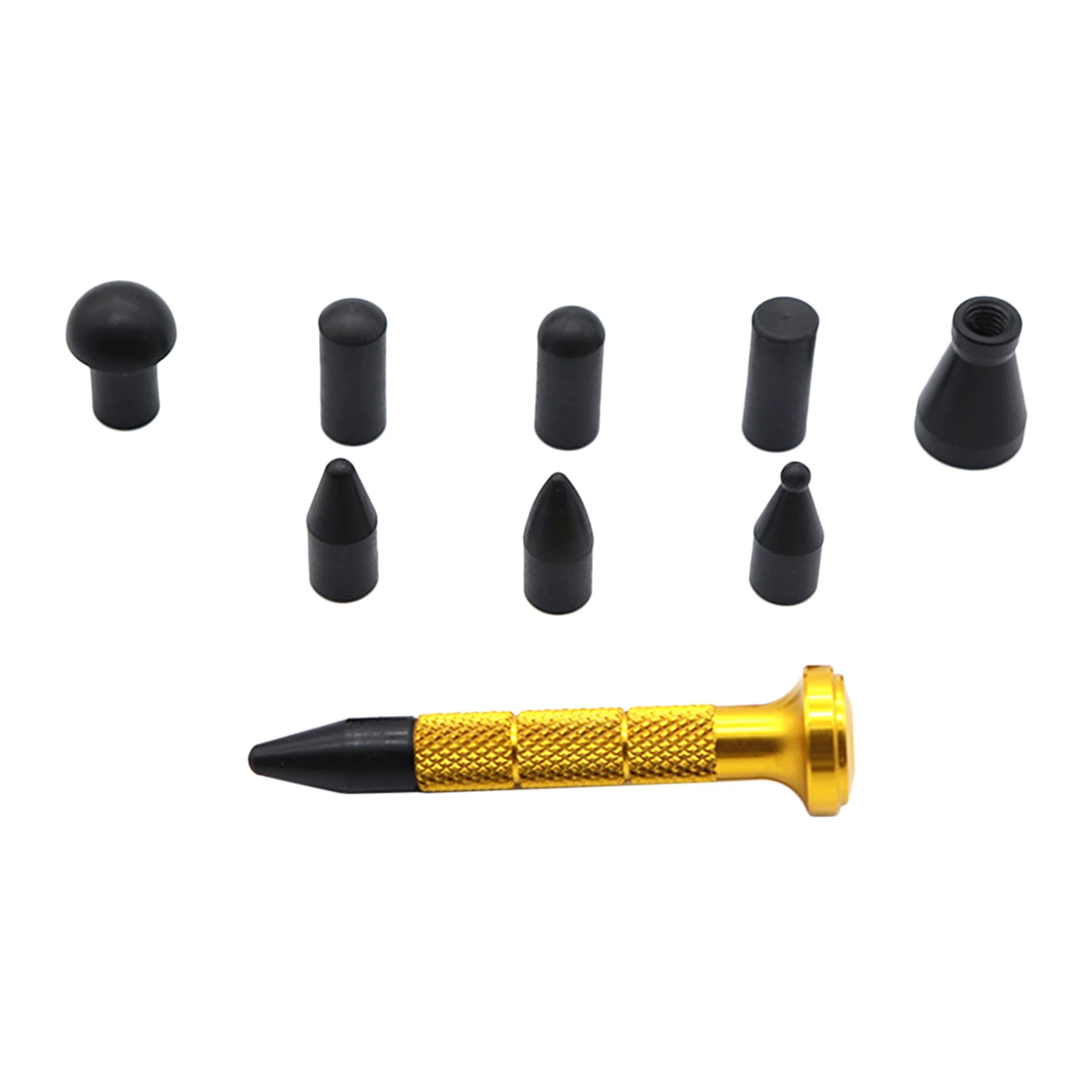 

Car Body Paintless Dent Kits Aluminum Dent Repair Pen with 9 Rubber Hammer Screw-on Tips Removal Auto DIY Dent Fix