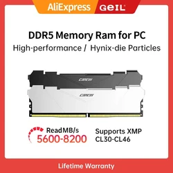 GeIL Memory Ram ddr5 5200MHZ 5600MHZ 6000MHZ Support XMP 1.25/1.35V 6400MHZ 6800MHZ RAM 16GB 32gb for Desktop PC Memoria RAM