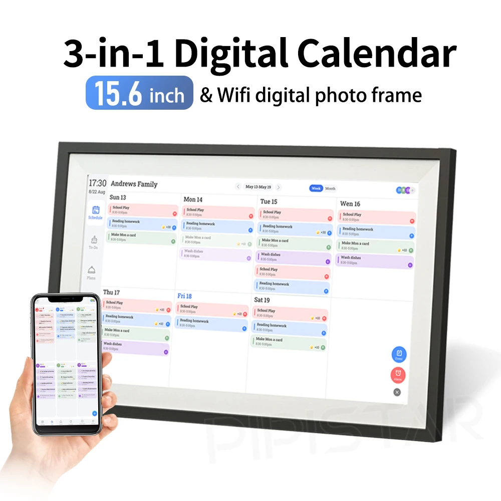 

15.6 inch Digital Calendar Chore Chart Smart Wall Touchscreen Display for Family Schedules Digital Photo Frame home assistant