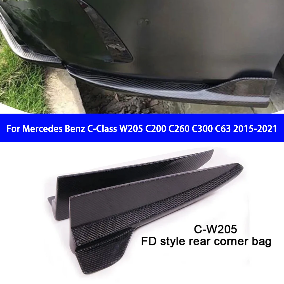 Suitable for Mercedes Benz C-Class W205 C200 C260 C300 C63 2015-2021 Sport Rear Corner Carbon Fiber FD Rear Corner