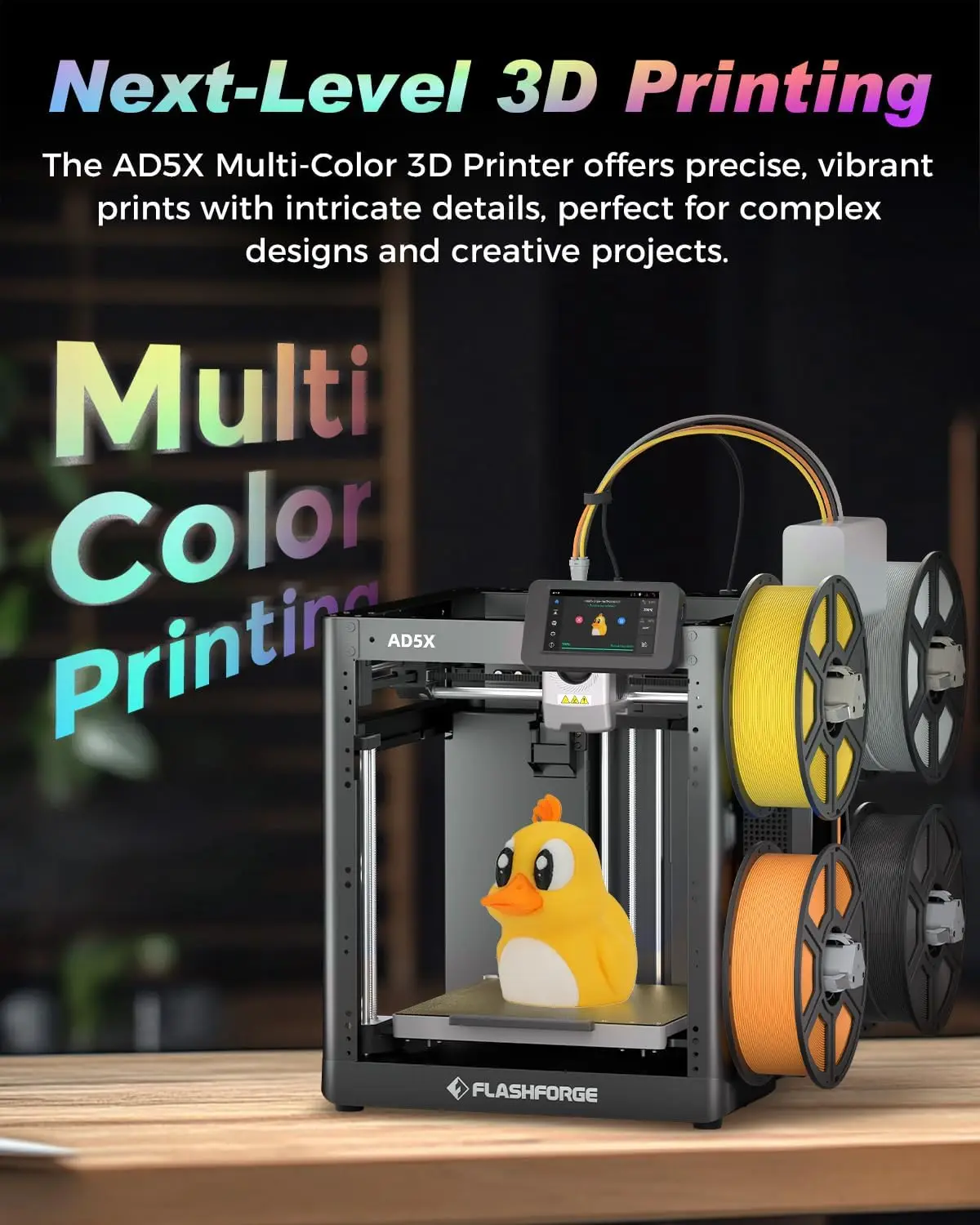 Multi Color 3D Printer CoreXY 600mm s High Speed 1 Click Auto Leveling 300°C Direct Drive Extruder 220x220x220mm Build Volume Pr