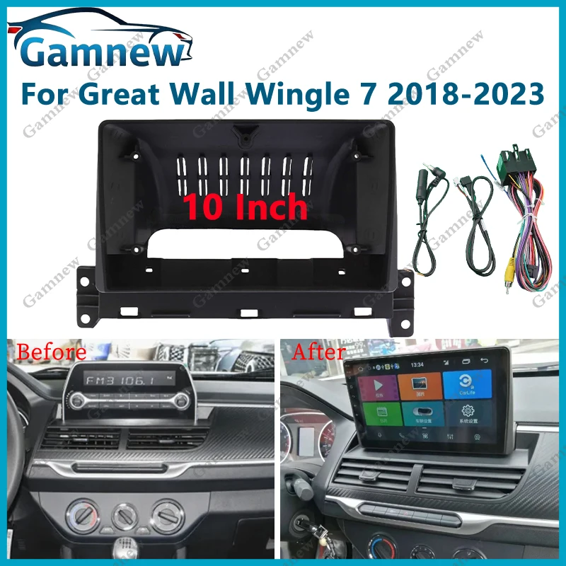10 Inch Car Frame Fascia Canbus Box Adapter Android Radio Audio Panel Kit For Great Wall Wingle 7 2018-2023