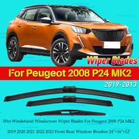 3 uds limpiaparabrisas para Peugeot 2008 P24 MK2 2019 2020 2021 2022 2023 cepillos para ventana delantera trasera 24 ""+ 16"" + 12""