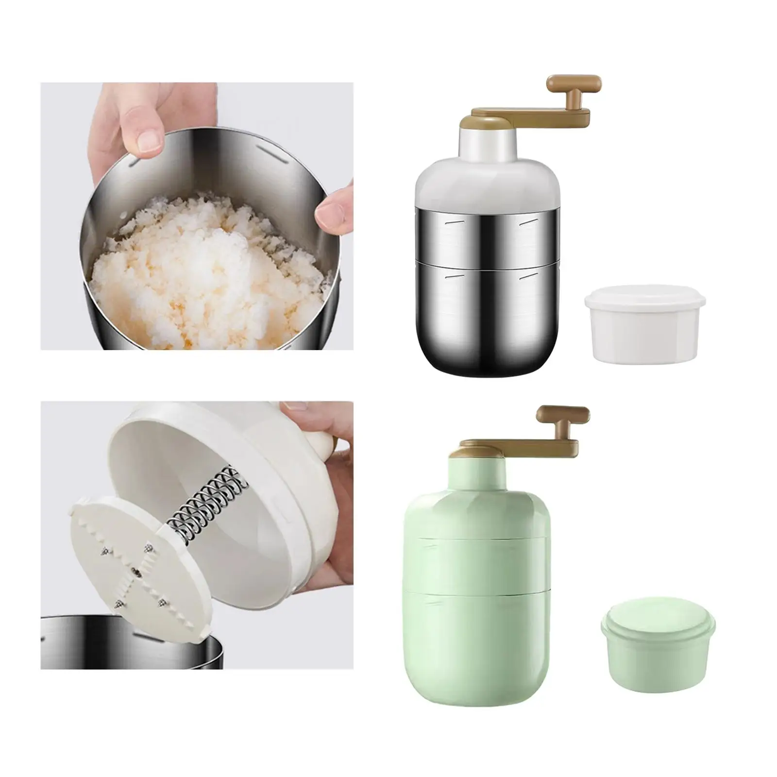 เครื่องบดน้ำแข็งแบบมือหมุนขนาดเล็กทำจากสเตนเลสสตีลสำหรับเด็กใช้ในครัวเรือนงาน DIY แบบโฮมเมดสนุกสนานพกพาสำหรับห้องครัวบาร์ปาร์ตี้