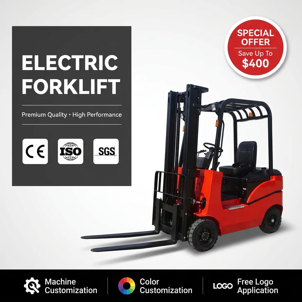 Ready to Ship 60V 3kW 4kW 5kW Electric Forklift CPD15 CPD25 Battery Powered Lift Truck Warehouse Stacker in Stock