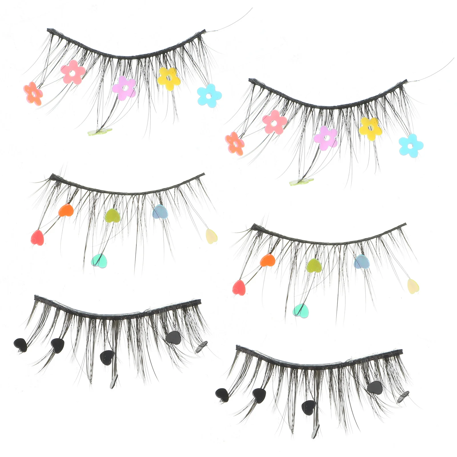 3 paia di ciglia finte con paillettes, ciglia glitterate colorate per il miglioramento degli occhi fai da te, stile naturale completo alla moda