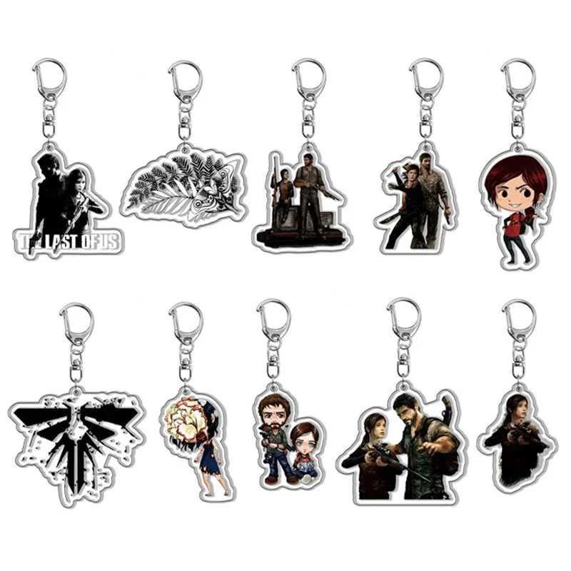 Hot Game The Last of Us Keychain Cosplay Firefly Logo Letter Joel Ellie Tess Figures Acrylic Keyring Bag Charm Jewelry