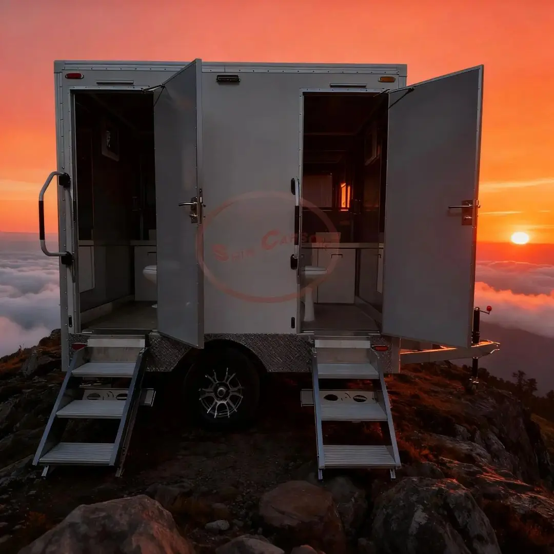 

High-Capacity Towed Portable Toilet Trailer with Double Cabin for Events And Work Sites