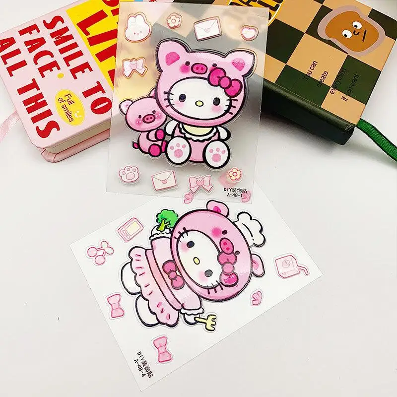 Sanrio Olá Kitty Dos Desenhos Animados Adesivos para Meninas, Impermeável Decore Adesivos, DIY, Geladeira, Telefone Móvel, Computador, Copo De Água, Geladeira, Kawaii