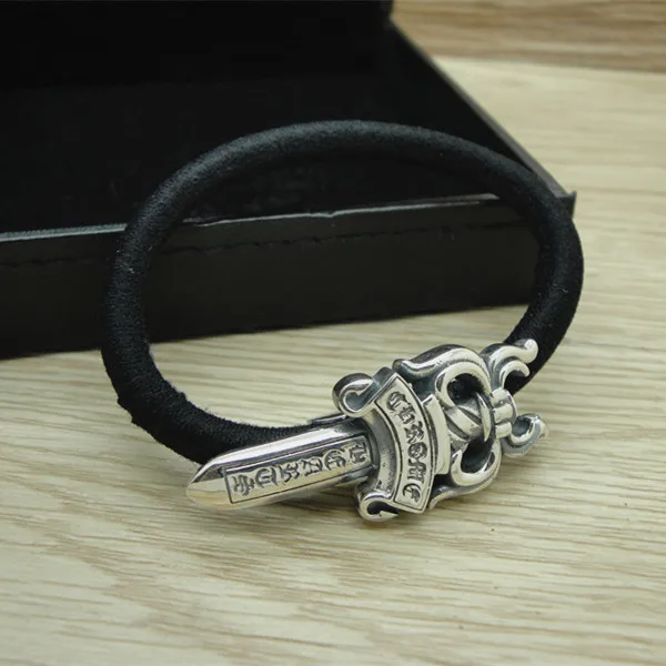 S925 Sterling Silver Hair Rope Women's Simple and Fashionable Retro Thai Silver Sword Hair Accessories Hand Rope Hair Loop Women