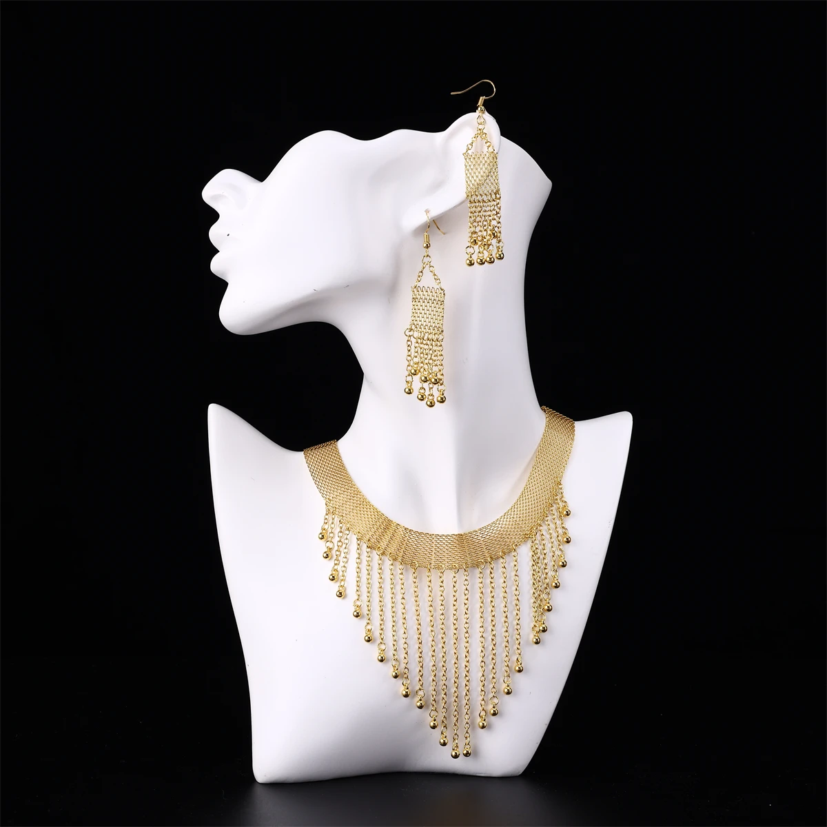 Dubai Gold Bridal Jewelry Set Fringe Pendant Gold-Plated Necklace Earrings Women Party Wedding Accessories